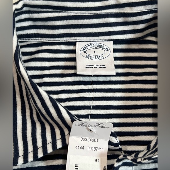 NWT Brooks Brothers Size Large Soft Lightweight Cotton Nautical Stripe Polo - Picture 4 of 9